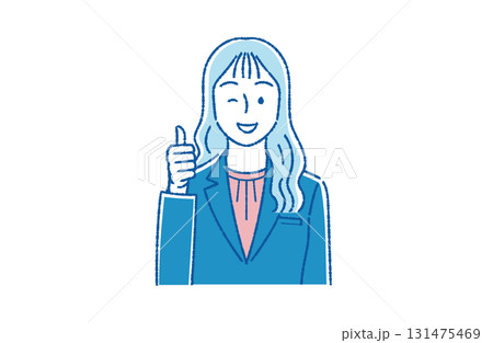 サムズアップする若手女性社員 131475469