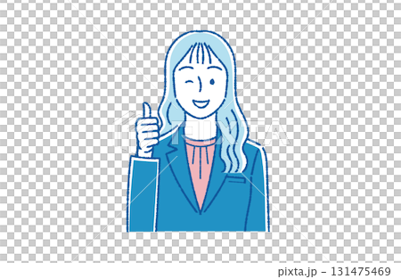 サムズアップする若手女性社員 131475469