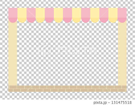 簡單可愛的粉紅色和黃色商店帳篷框架 131475518