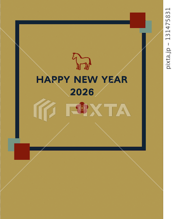 年賀状2026 ウマと梅のイラスト シンプルな年賀状テンプレート 和風,かわいい,午年,松竹梅,年 年賀状2026 ウマと梅のイラスト シンプルな年賀状テンプレート 和風,かわいい,午年,松竹梅,年 131475831