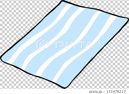 Illustration of Blue Striped Cloth Beach Towel Hand Drawn Illustration of Blue Striped Cloth Beach Towel Hand Drawn 131476217
