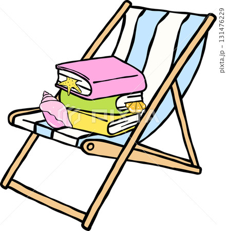 Summer Reading Books and Seashells on a Beach Chair Illustration Hand Drawn Summer Reading Books and Seashells on a Beach Chair Illustration Hand Drawn 131476229