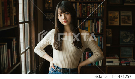 自信に満ちたポーズの女性生成AI画像 131476252