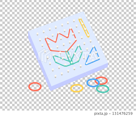 輪ゴムパターンボードのイラスト 131476259