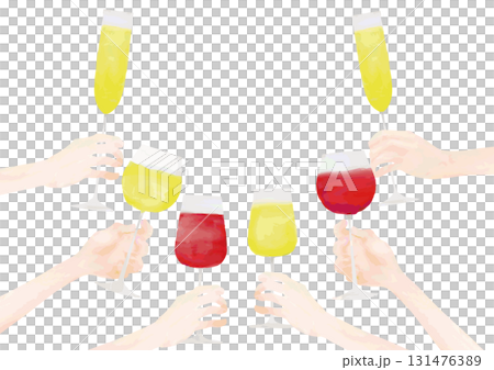 水彩風　大勢で乾杯する 131476389