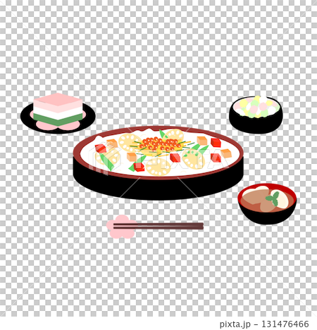 女兒節慶祝食物和菱形年糕的插圖 131476466