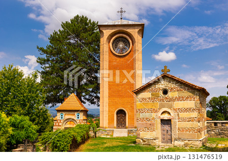 Zicha Monastery - religious buildings are made in various architectural styles, Serbia. Zicha Monastery - religious buildings are made in various architectural styles, Serbia. 131476519