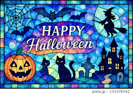 ポストカード　ハロウィン　ステンドグラス調 131476542