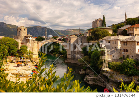 Single-arch bridge connects parts of city of Mostar Single-arch bridge connects parts of city of Mostar 131476544