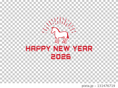 New Year's Card 2026 - Simple Horse New Year's Card Template - Illustration - Year of the Horse - Material - Icon 131476719