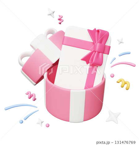 Gift card in Pink box 3D graphic 131476769