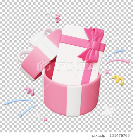 Gift card in Pink box 3D graphic Gift card in Pink box 3D graphic 131476769