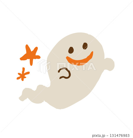 手描き風かわいいオバケのイラスト ハロウィン用ゴーストキャラクター素材 131476983
