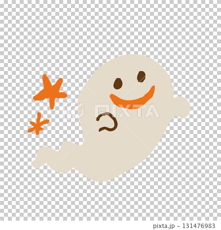 手描き風かわいいオバケのイラスト ハロウィン用ゴーストキャラクター素材 131476983