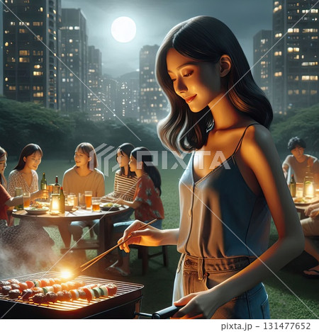 Moonlit City BBQ: Nighttime Urban Barbecue Gathering with Generative AI. 131477652
