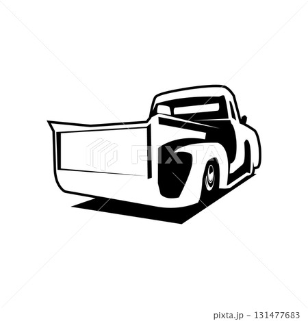 Truck silhouette vector logo. Isolated on white background with rear view. Best for logos, badges, emblems. 131477683