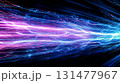 Futuristic blue and pink energy light trails on a dark background, glowing lines and sparks in high-tech abstract motion 131477967