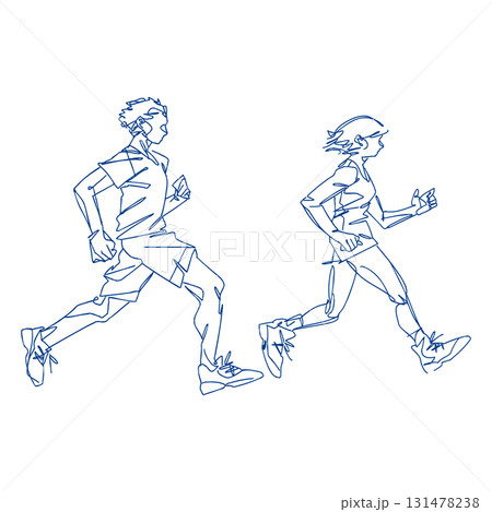 ランニングをする男女の抽象的なイラスト 131478238