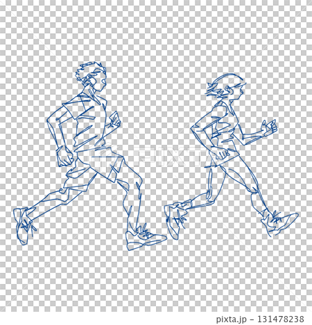 ランニングをする男女の抽象的なイラスト 131478238