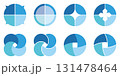 四分割　丸　サークル　レイアウト　インフォグラフィック　ベクター　ビジネス　青　セット 131478464