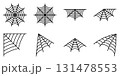 蜘蛛の巣　イラスト　シンプル　線画　黒　ベクター　セット 131478553