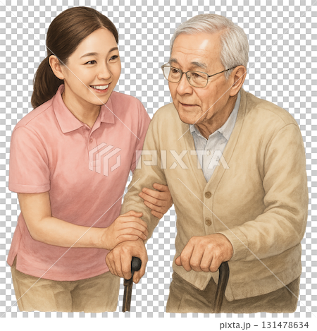 女性護理人員照顧老人 131478634