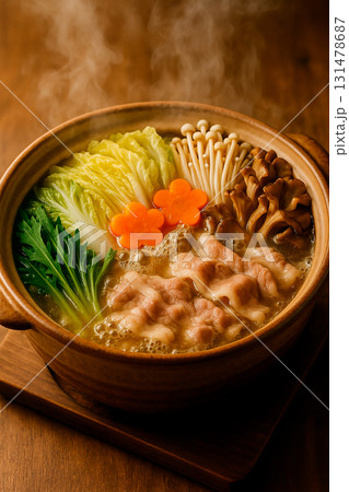 湯気立つあったか鍋料理 湯気立つあったか鍋料理 131478687
