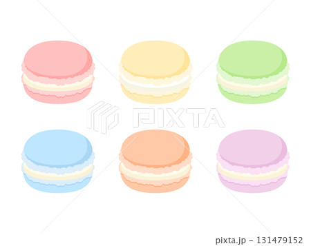 カラフルなマカロンのイラスト　ベクター 131479152