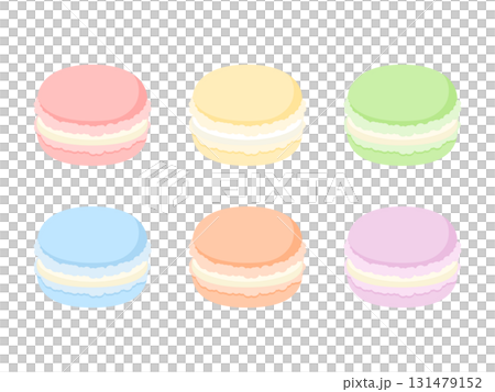 カラフルなマカロンのイラスト　ベクター 131479152