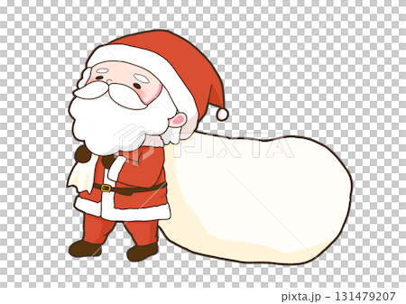 Santa Claus walking with a bag of gifts 131479207