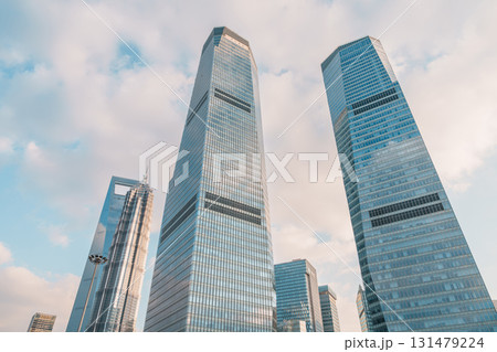 Cityscape view of Shanghai city, China. Skyscraper of the Shanghai tower near Mingzhu Roundabout in Lujiazui of Pudong District 131479224