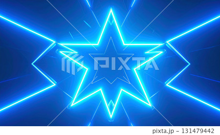 青いネオンの星型シンボル背景 131479442