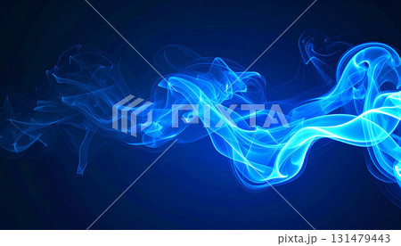 青いスモークとエネルギーの流れの抽象背景 131479443