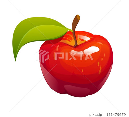 Thanksgiving Day autumn apple harvest and food for fall holiday, cartoon vector. Ripe red apple fruit with leaf for Happy Thanksgiving food and holiday greetings of autumn harvest of fall season 131479679