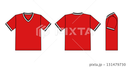 半袖マルチカラーリブTシャツ テンプレートイラスト 半袖マルチカラーリブTシャツ テンプレートイラスト 131479730