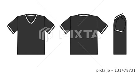 半袖マルチカラーリブTシャツ テンプレートイラスト 131479731