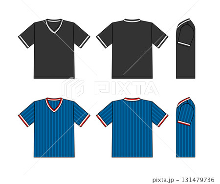 半袖マルチカラーリブTシャツ テンプレートイラストセット 131479736