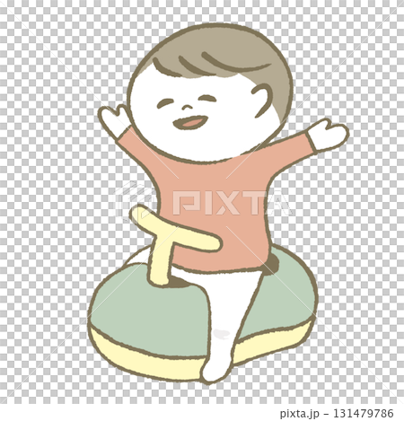 A child happy to have a toilet 131479786