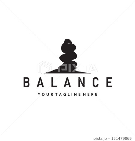 stone logo design natural river rock with symbol of balance relaxation and tranquility icon template design 131479869