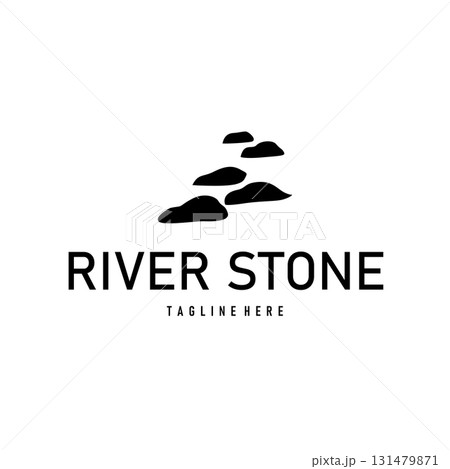 stone logo design natural river rock with symbol of balance relaxation and tranquility icon template design 131479871