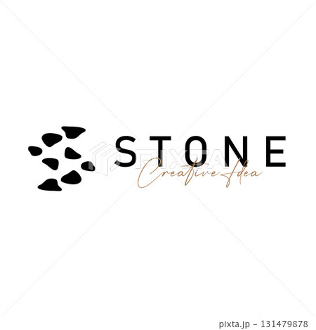 stone logo design natural river rock with symbol of balance relaxation and tranquility icon template design 131479878