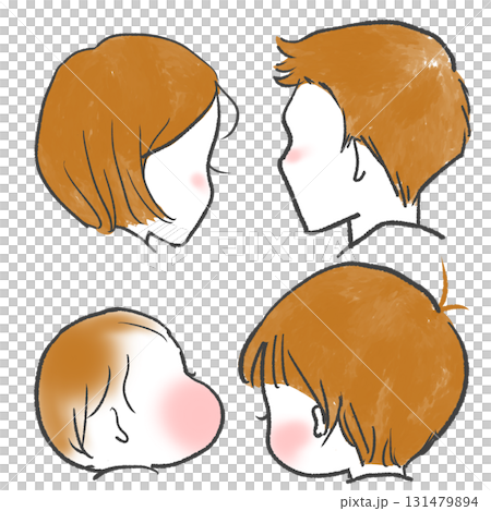 從後面以一定角度看到的臉頰 131479894