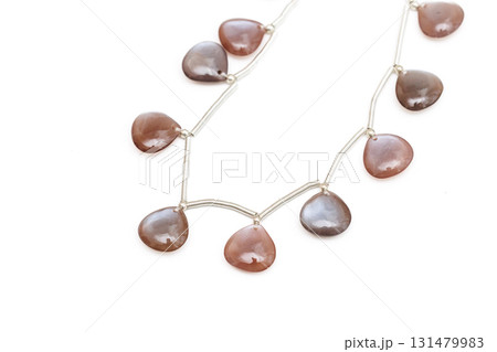 チョコレートムーンストーンのファセットブリオレットビーズ 131479983