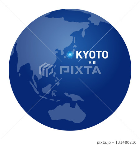 京都の位置をしめす地球儀の世界地図 131480210