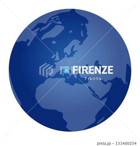 フィレンツェの位置をしめす地球儀の世界地図 131480254
