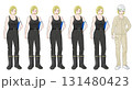 作業服を着た金髪女性の表情セットイラスト 131480423