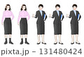 スカートとパンプスを履いた若い女性の表情セットイラスト 131480424