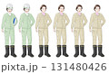 作業服とゴム長靴を着用した年配女性の表情セットイラスト 131480426