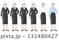 黒い服を着た白髪年配女性の表情セットイラスト 131480427