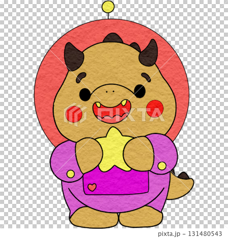 Adorable cartoon dinosaurs in space suits 131480543